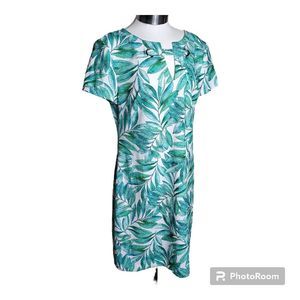TOMMY HILFIGER Women's Midi Dress GREEN/WHITE Size 10 STRETCH